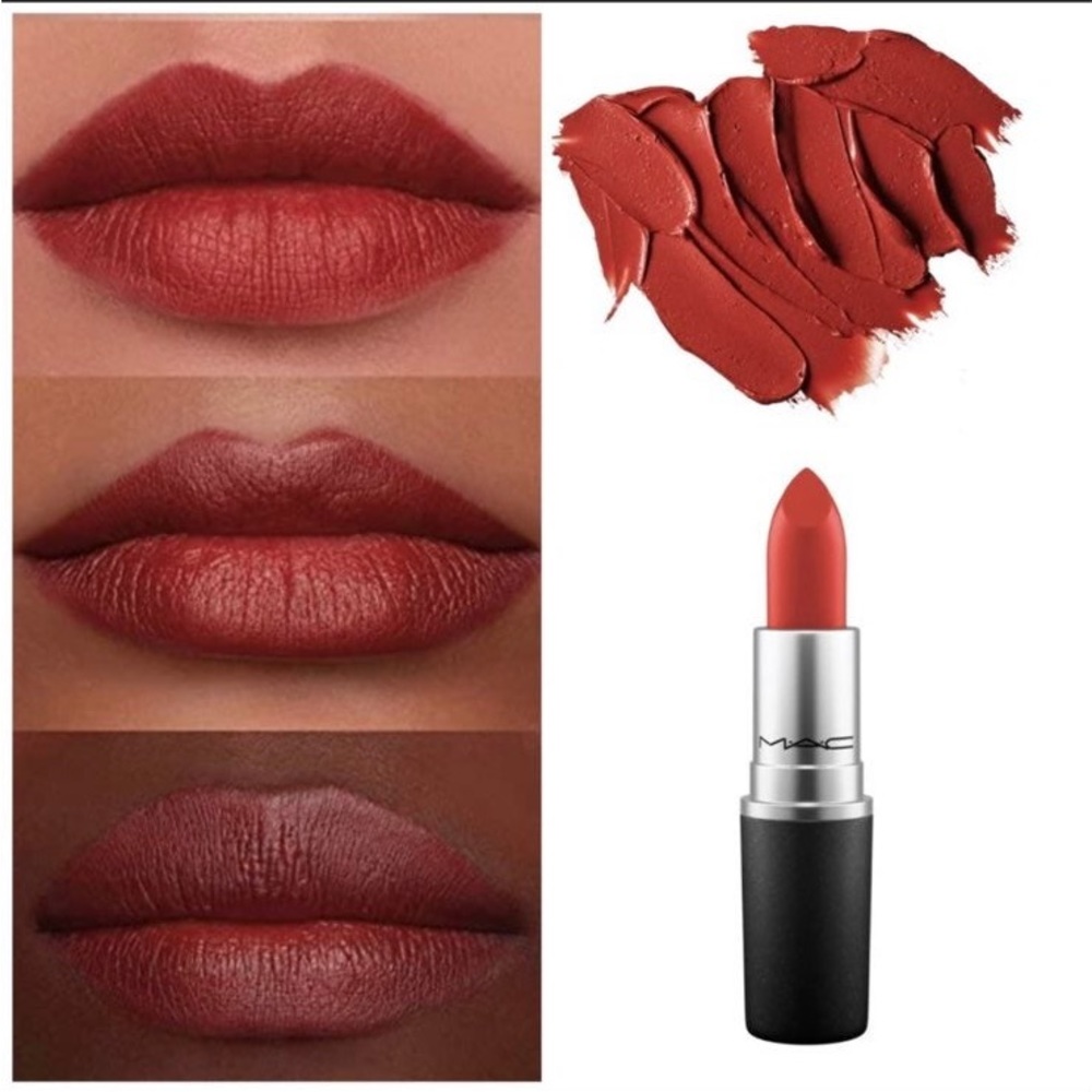 (LGSF) MAC Matte Lipstick #602 Chili, No Shine Long Wearing Warm Brick Red .10oz - Picture 3 of 9